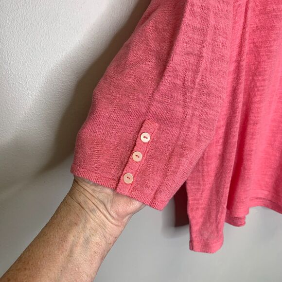 J. Jill Linen Cotton Pink Pullover Top Sustainable Eco Cottagecore Barbie LP - Picture 3 of 11